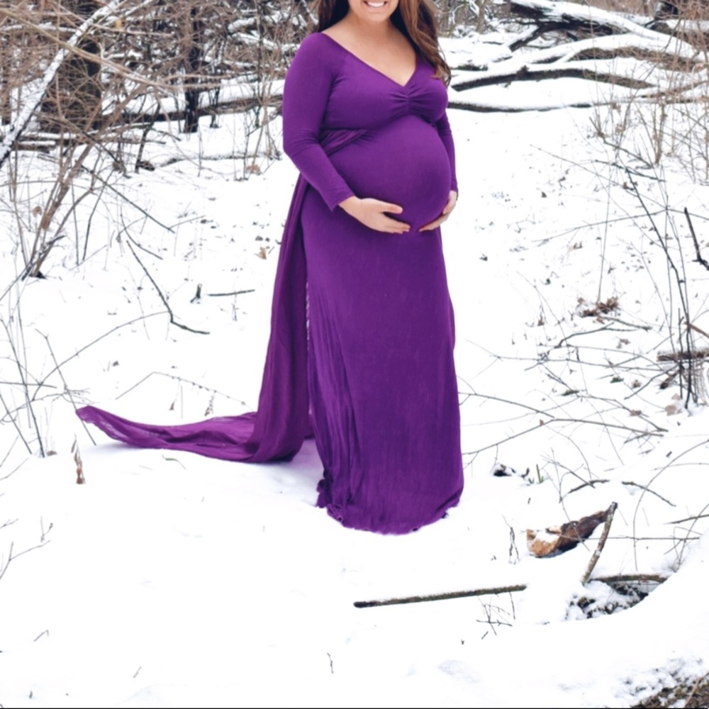 Royal purple maternity gown